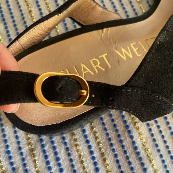 Stuart Weitzman Shalena Black Suede Strappy Sandal Buckle Sz 4 NEW - Picture 4 of 13